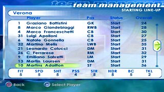 FIFA 2001 Verona Overall Player Ratings