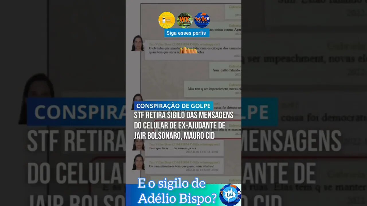 STF retira o sigilo do ex-ajudante de Bolsonaro - Será que vão tirar do Adélio Bispo? Resposta!