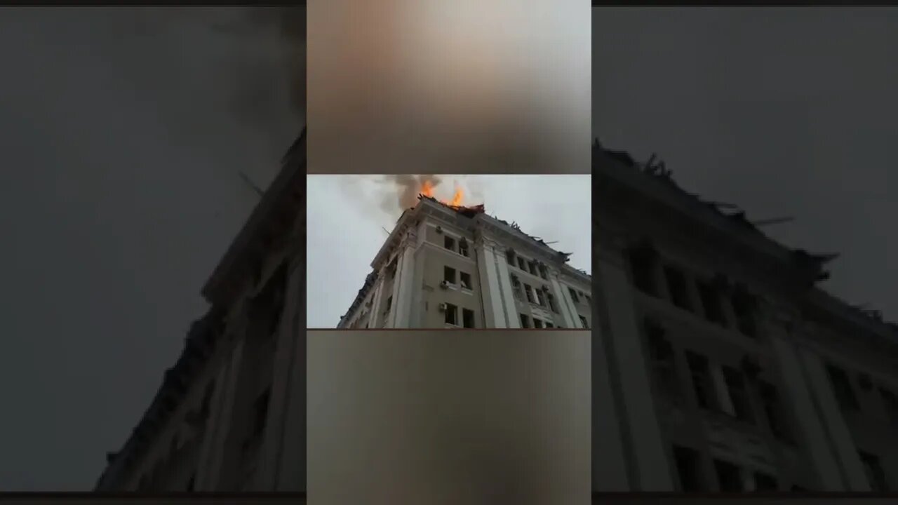 Uk war Burning of the Ukrainian police department in Bu kharkiv حرق اداره الشرطه الاوكرانية بخاركيف