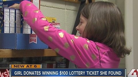 Student gives winning lotto ticket to food drive