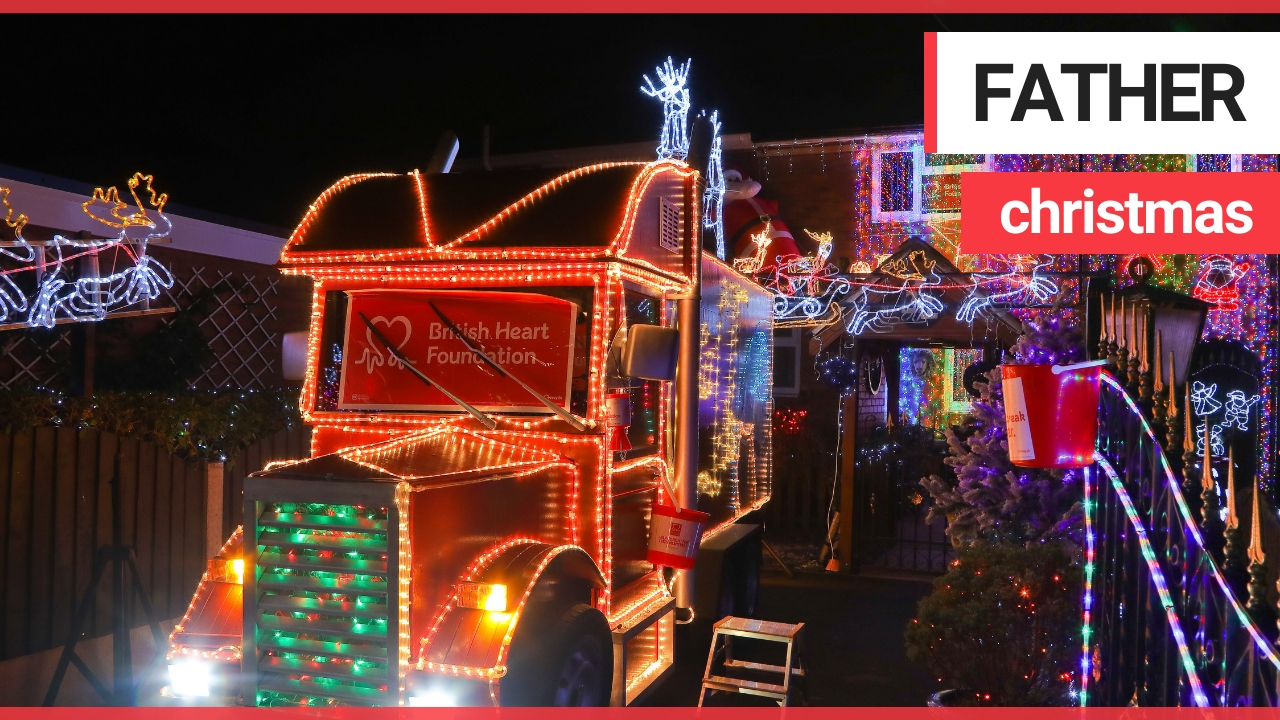 Grieving son pays tribute to Christmas-mad dad by decorating family home with 20,000 lights