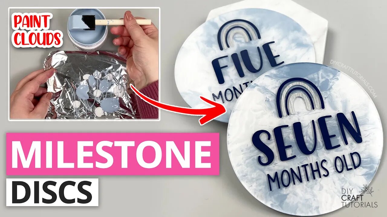 ACRYLIC BABY MILESTONE DISCS WITH PAINTED CLOUDS!