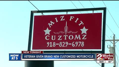 Motorcycle shop donates bike to local veteran