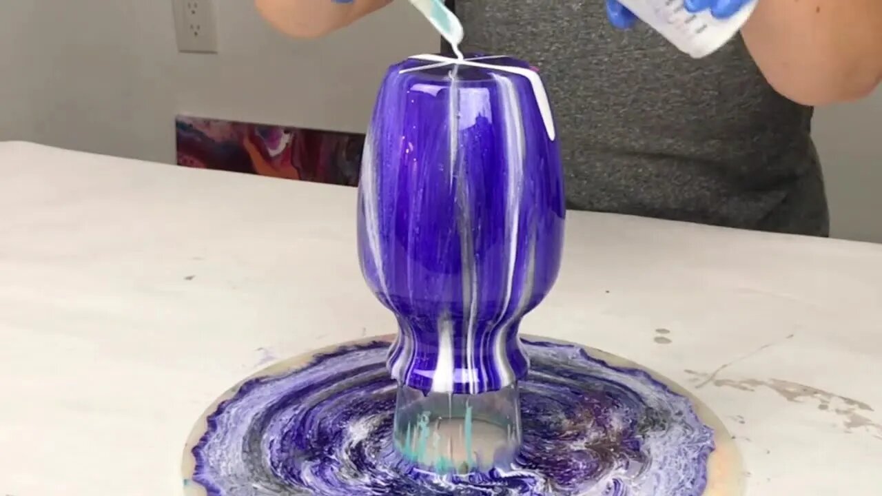 Purple and Silver Resin Vase and Bowl