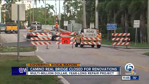 Camino Real Bridge closed for a year in Boca Raton for construction