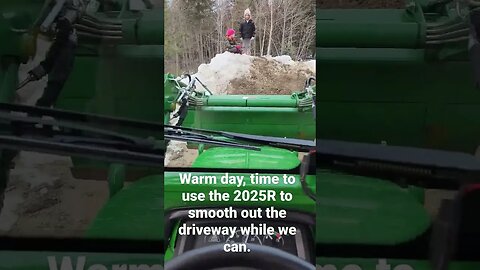 Weird winter. Soggy driveway. Time for the 2025R to smooth out the ruts for now.