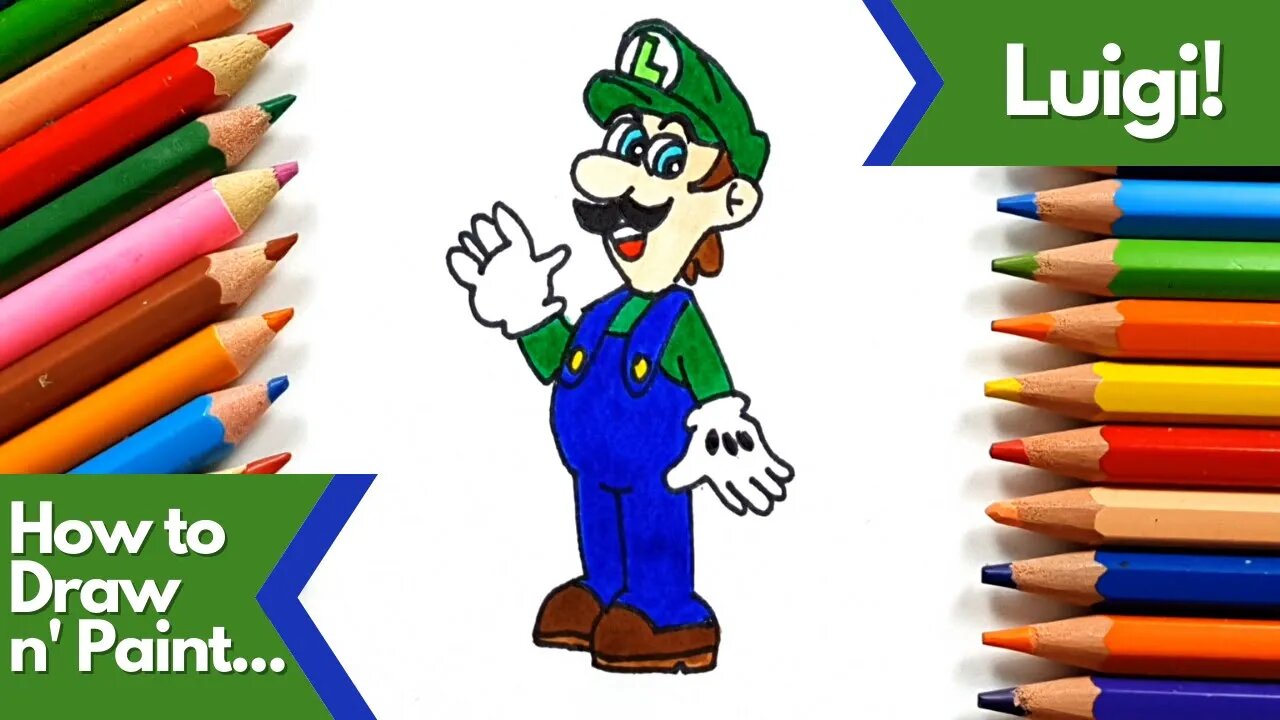 How to draw and paint Luigi from Super Mario