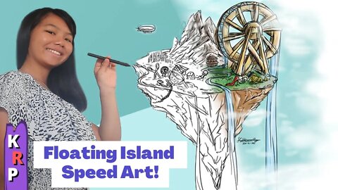 Digital Drawing Speed Art - Floating Island [Whole Process]