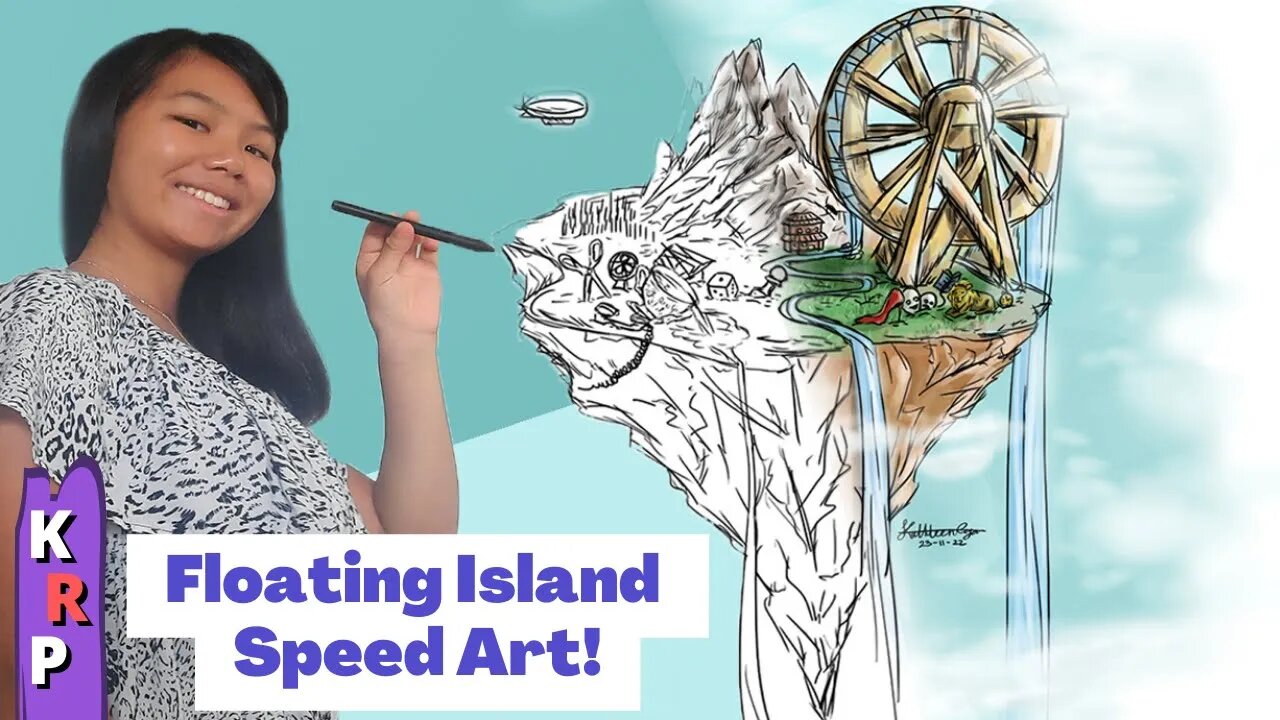 Digital Drawing Speed Art - Floating Island [Whole Process]