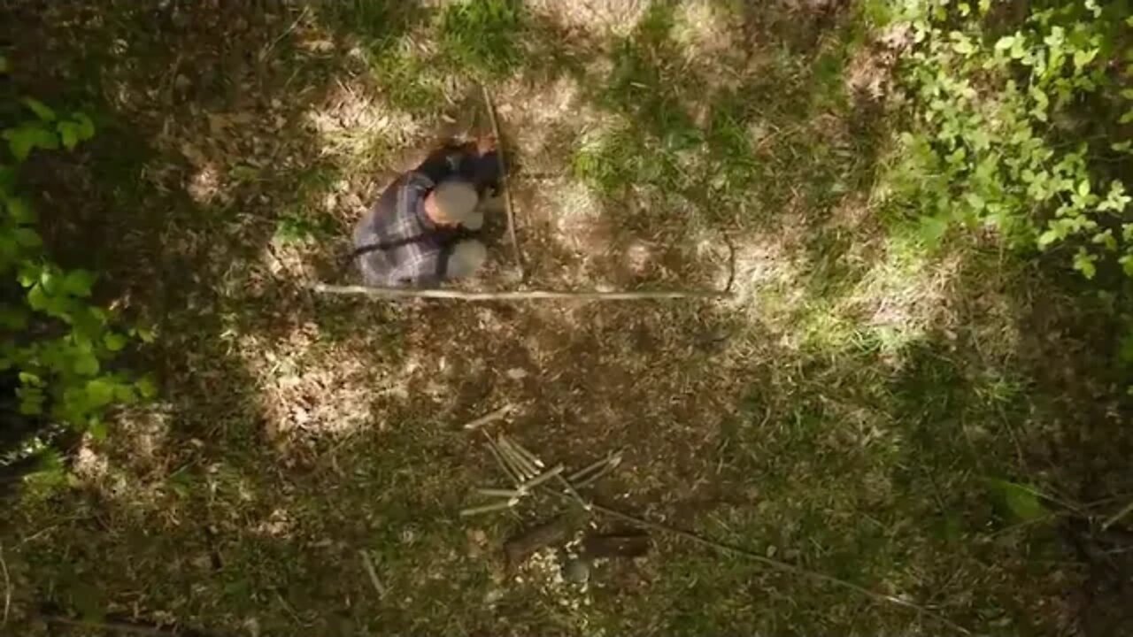 Building a Survival Shelter in a Forest Camp food from natural herbs