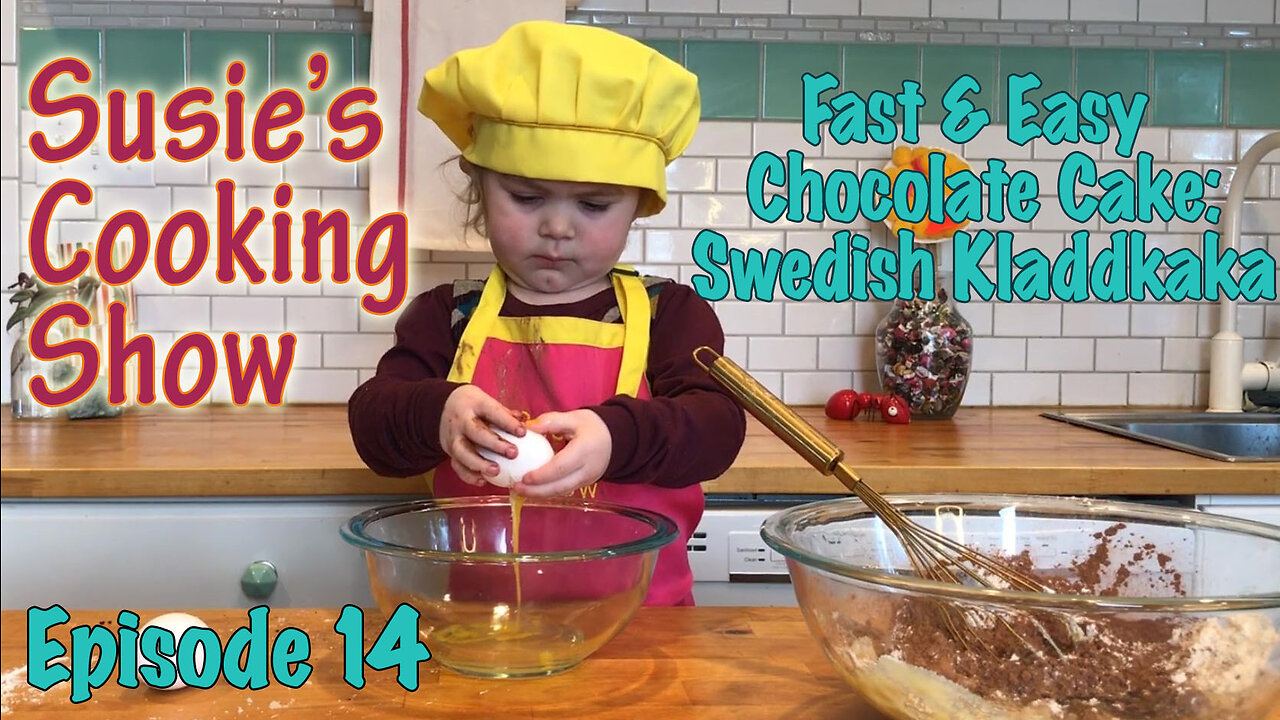 2-year-old makes fast & easy chocolate cake