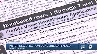 Voter registration deadline extended until 7 p.m. Tuesday