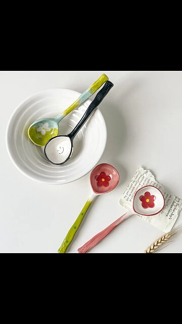 Cute Ceramic Flower Soup Spoon
