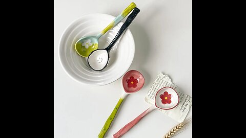 Cute Ceramic Flower Soup Spoon