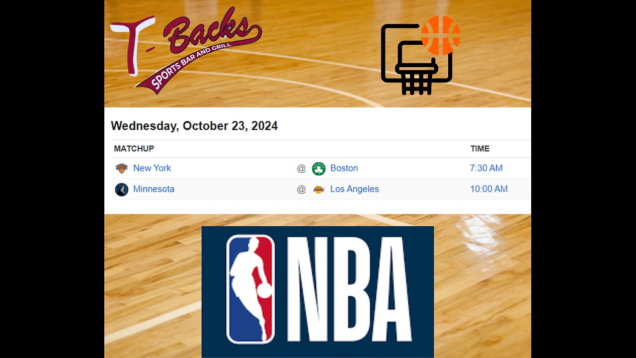 T-Backs Sports Bar and Grill Sports Schedule and Wingsday wing special for Wednesday Oct 23, 2024