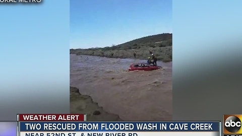 Two people rescued in Cave Creek after becoming stuck in floodwaters