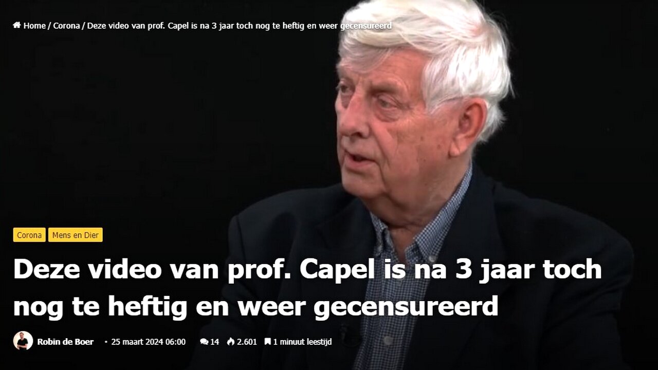 Deze video van prof. Capel is na 3 jaar toch nog te heftig en weer gecensureerd.