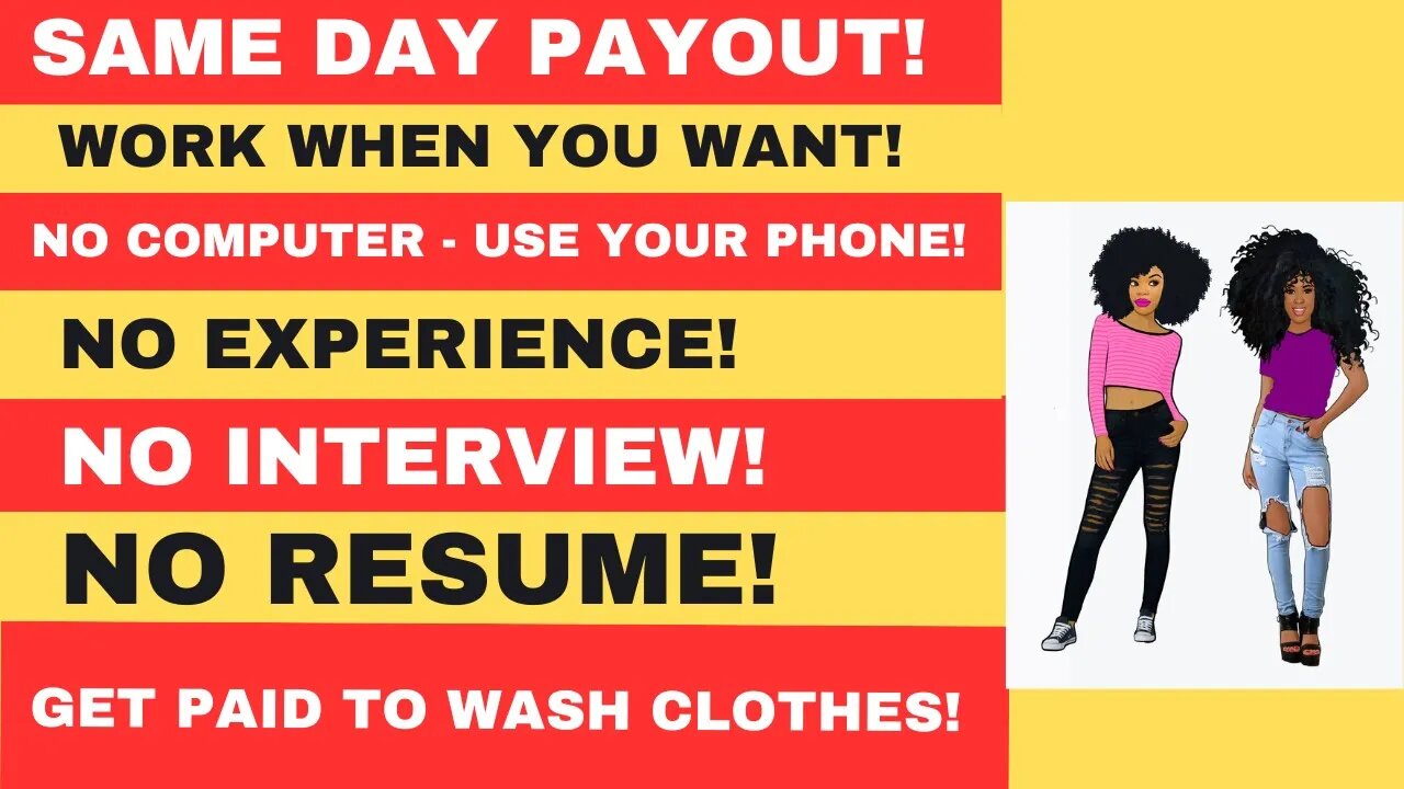 Get Paid To Wash Clothes! Same Day Pay! Work When You Want Work From Home Side Hustle Use Your Phone