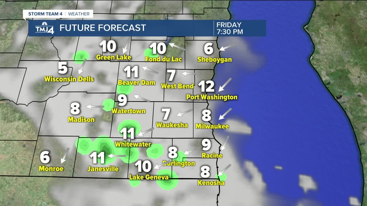 Light showers possible Thursday afternoon