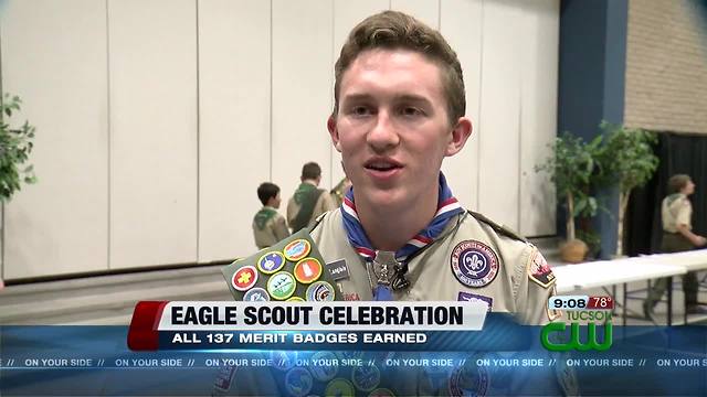 Local Eagle scout earns every badge possible