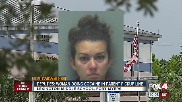 Woman accused of doing cocaine in parent pickup line