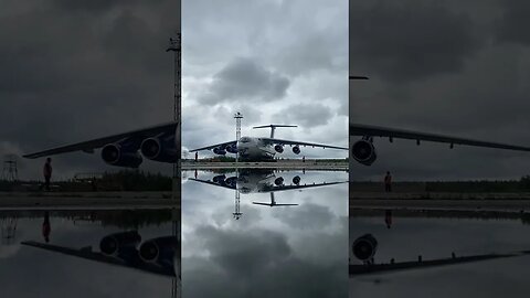 "Melodia" aterrada de quatro motores D-30KP de uma aeronave de transporte Ilyushin Il-76MD.