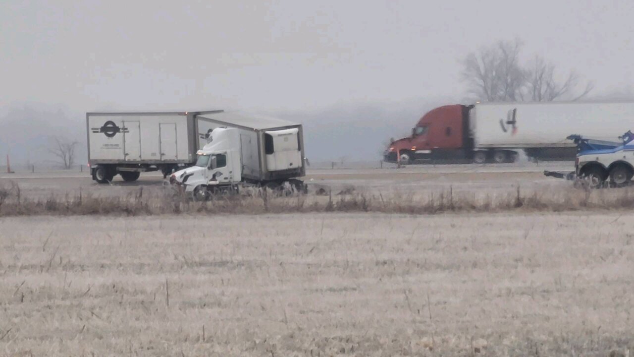 Double Jacknife Scene on I-40 West Bound near Webbers Falls, Oklahoma