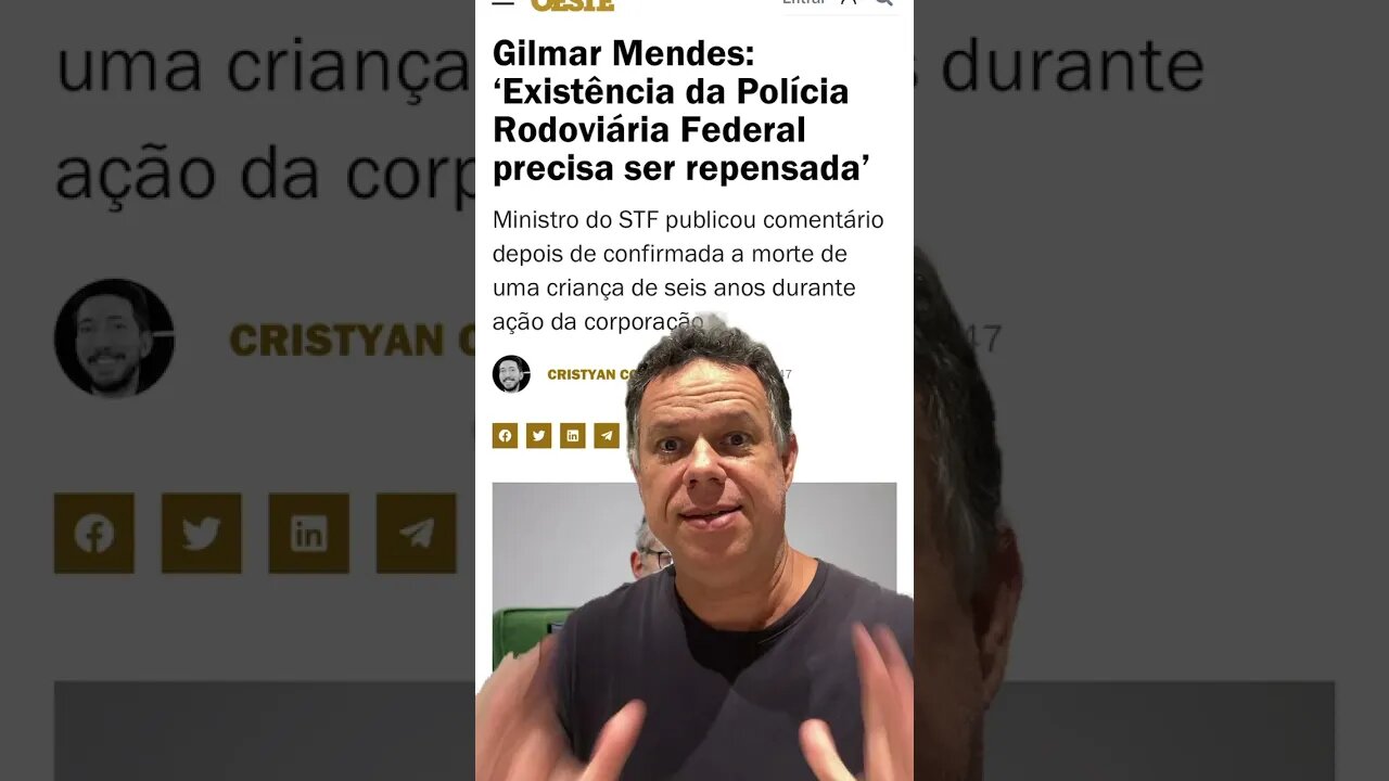 Ministro Gilmar Mendes: ExistĂȘncia da PRF precisa ser repensada #shortsvideo