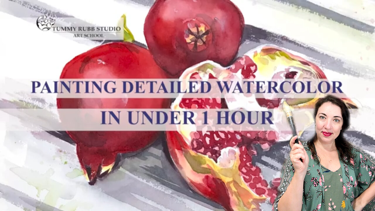 Learn to paint: pomegranate with watercolor in under 1 hour