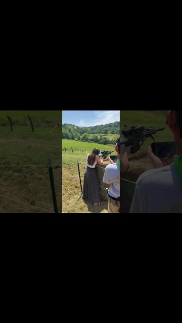 Tiny Lady Shoots 50 BMG