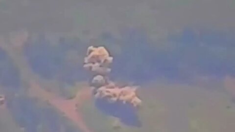 A hit of Russian Krasnopol-M2 guided artillery munition on Germany-made Leopard 2A4 in Ukraine