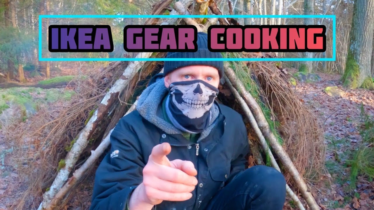 Forest Cooking - Debris Shelter, Improvised IKEA Cooking!