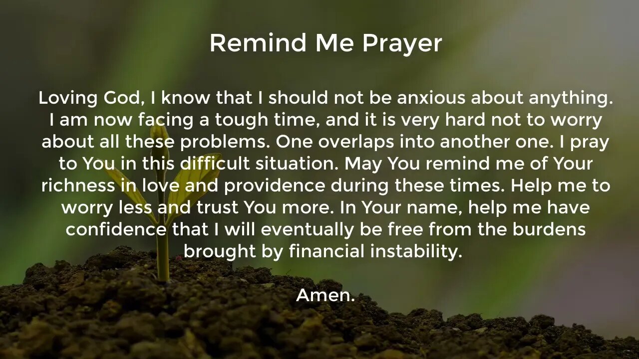 Remind Me Prayer (Prayer for Financial Stability)