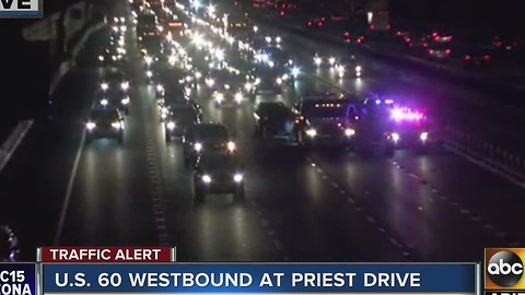 Heavy delays on US 60 WB Wednesday morning near Priest