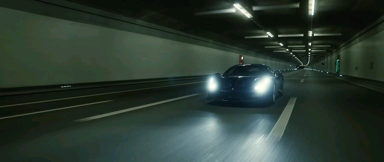 Ferrari on walk at night