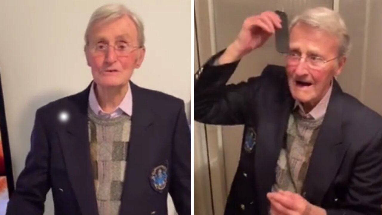 93-year-old man loves to sing for the camera