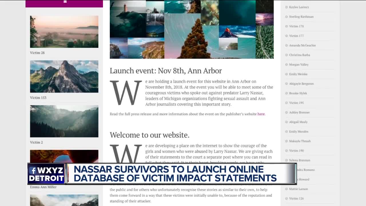 Survivors of Nassar abuse launch website displaying victim statements