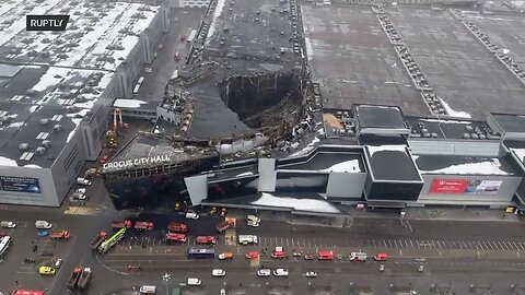 "Crocus". Aerial view. The collapsed roof at the fire site is clearly visible.