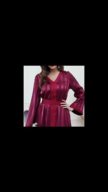 Women Elegant Long Dress Dubai Muslim Abaya Stripes | ʟɪɴᴋ ɪɴ ᴛʜᴇ ᴅᴇꜱᴄʀɪᴘᴛɪᴏɴ 👇 ᴛᴏ ʙᴜʏ