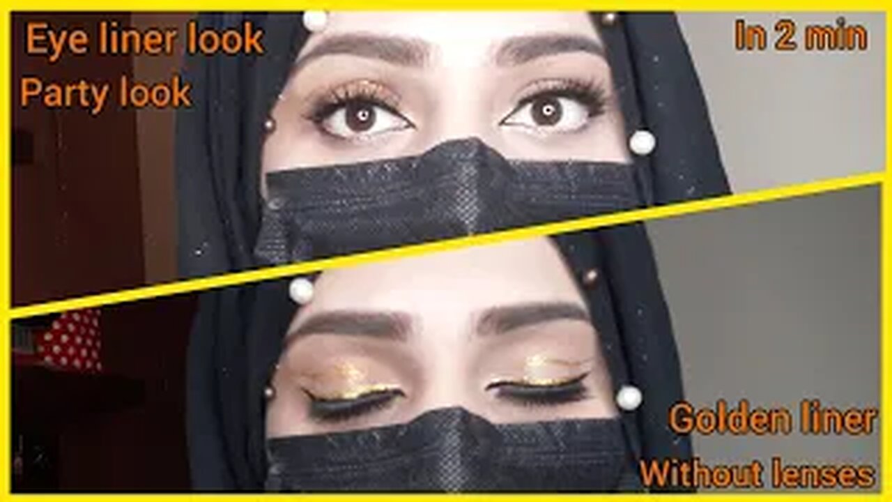 golden eyeliner tutorial| unique style eye makeup look | 2 min eyeliner technique | party wear look