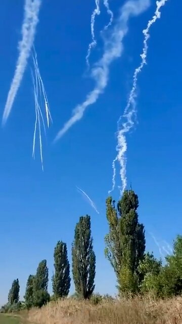 View from below of 2 Russia Su25’s carrying out a combat mission