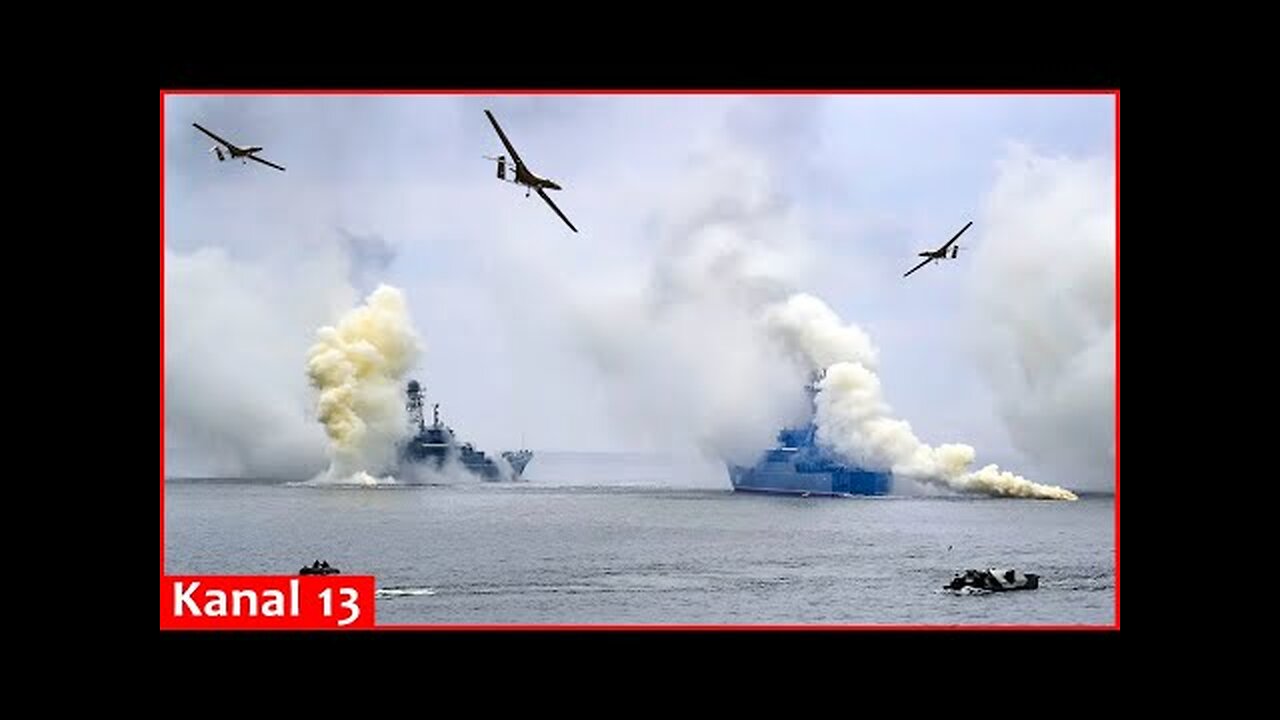 Ukrainian drones use flamethrowers on Russian ships