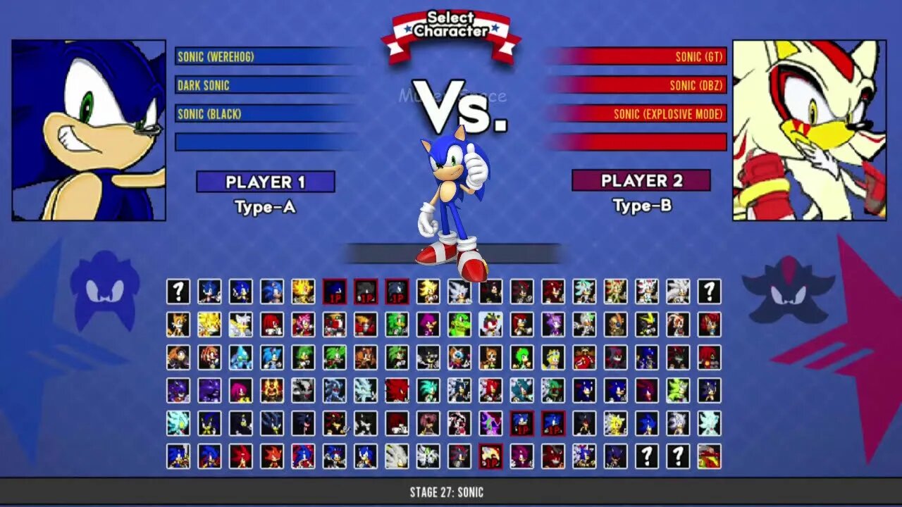 Werehog Sonic & Dark sonic VS Sonic GT & Sonic DBZ & Sonic Explosive I Sonic Battle MUGEN HD