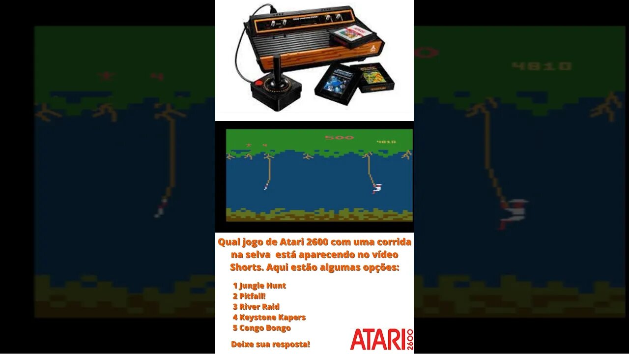 🎮"Qual jogo de Atari 2600 com uma corrida na selva está aparecendo no vídeo Shorts. 🎮