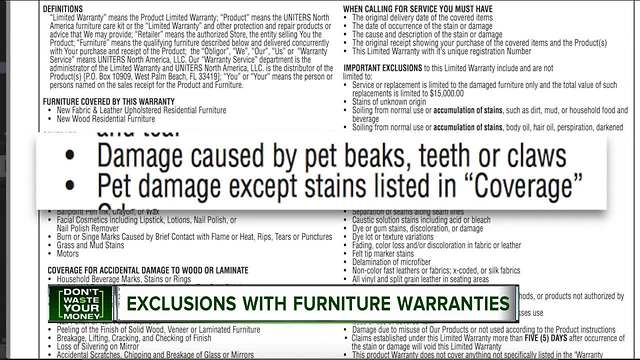 Furniture warranties can have many exclusions