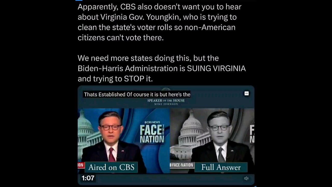 CBS at it again ..cutting and editing interviews speaker Johnson recorded answers what a difference