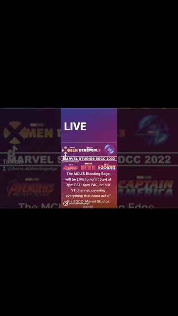 The MCU'S Bleeding Edge YT Channel is LIVE tonight 7pm EST/ 4pm PAC covering MCU Phase 5 + 6!