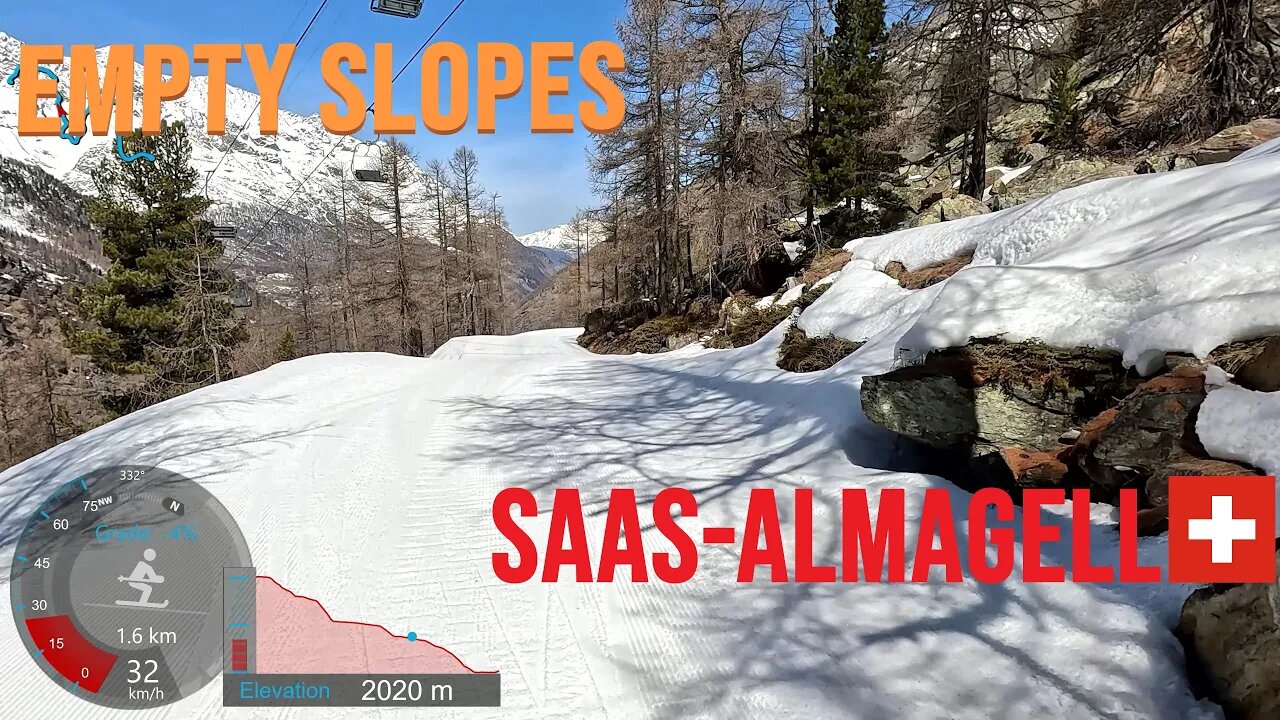 [4K] Skiing Saas-Almagell, Empty Slopes Between Saas-Fee & Saas-Grund, Wallis Schweiz, GoPro HERO11