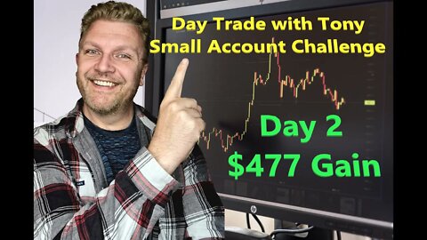 Day Trade With Tony - Small Account Challenge - Day 2 +$477 Gain