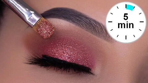 5 MINUTE Fall Inspired Glitter Eye Makeup Tutorial